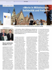Titelbild der Broschüre Werte in Mitteleuropa - Solidarität und Freiheit (2014)
